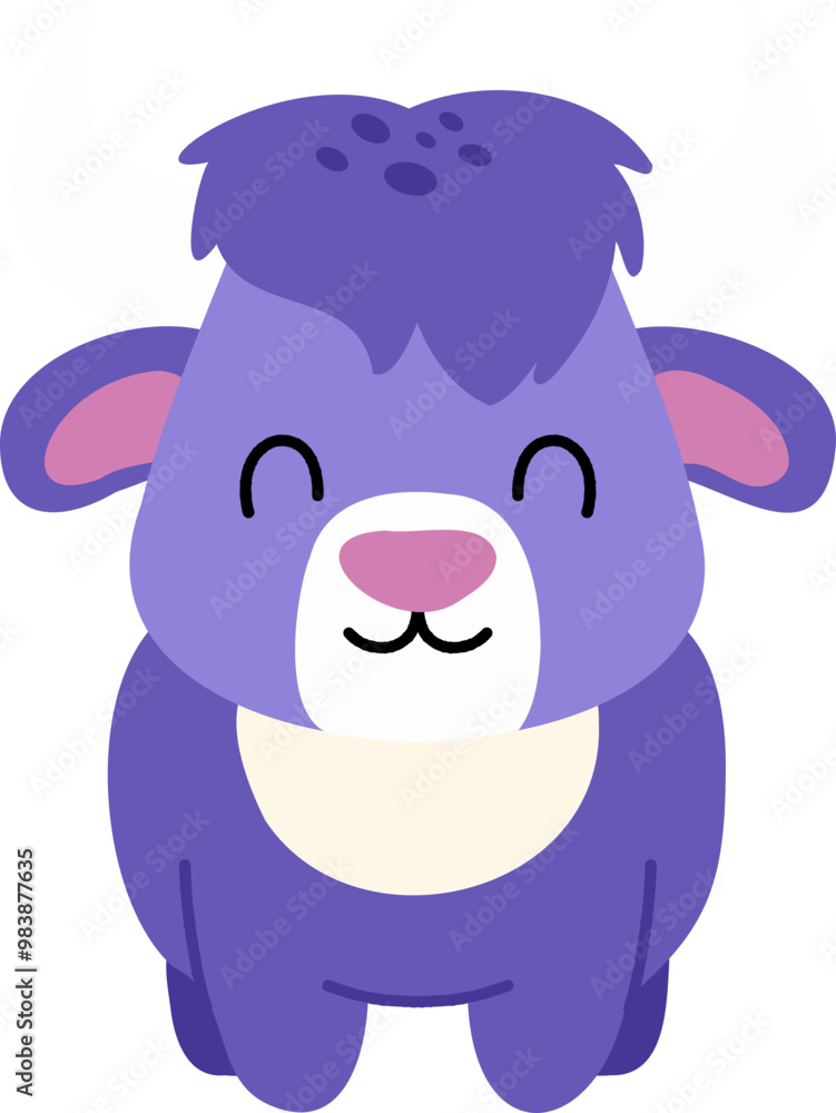 Cute Purple Yak Cartoon Character Illustration Cute Purple Yak Cartoon Character Illustration