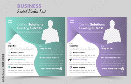 Marketing  agency business social media post design template with multiple color