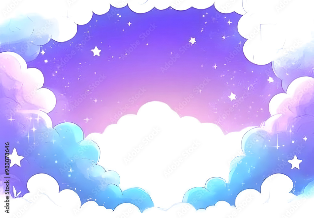 Dreamy Pastel Sky with Stars and Clouds Dreamy Pastel Sky with Stars and Clouds