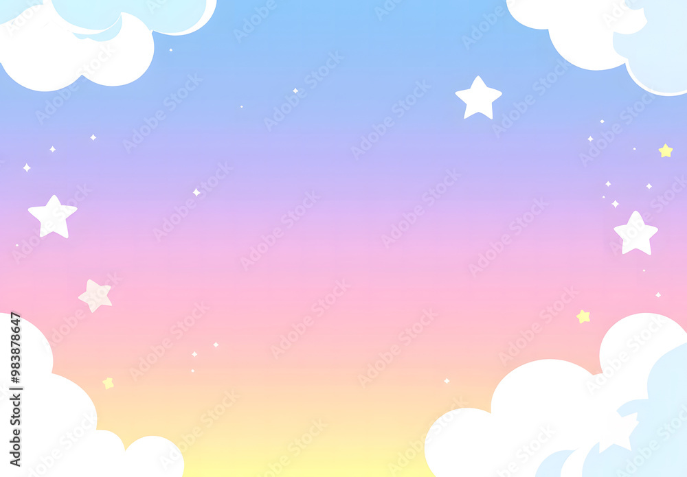 Dreamy Pastel Sky with Stars and Clouds Dreamy Pastel Sky with Stars and Clouds
