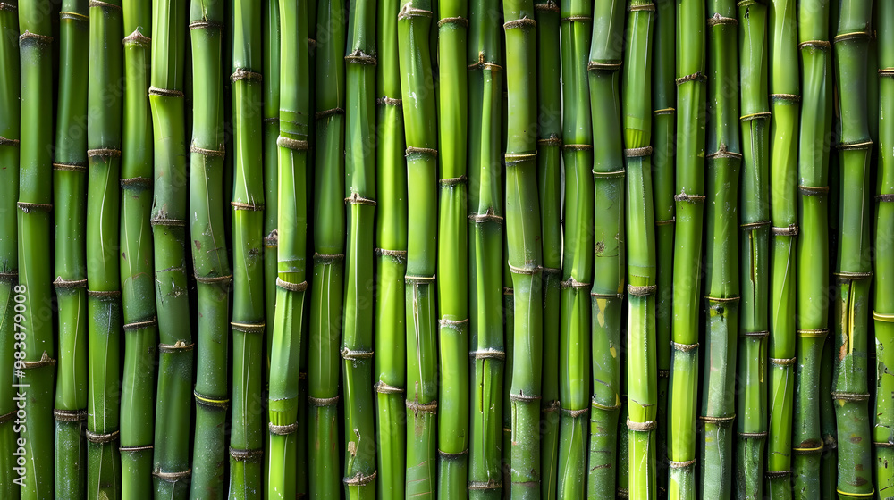 A Vibrant Green Bamboo Wall Texture with Interlocking Stalks Arranged in a Vertical Pattern, Creating a Natural and Organic Background A Vibrant Green Bamboo Wall Texture with Interlocking Stalks Arranged in a Vertical Pattern, Creating a Natural and Organic Background