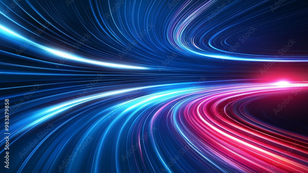 Purple and blue background with a light trail in the middle Purple and blue background with a light trail in the middle