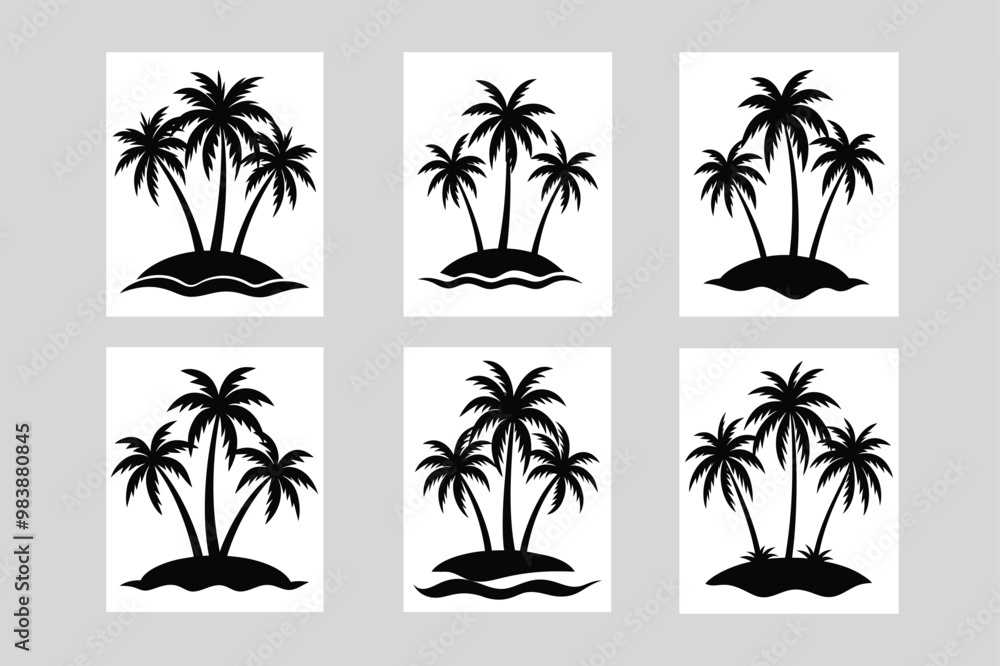 Fototapeta premium Tropical Palm Trees Silhouette Vector Illustration