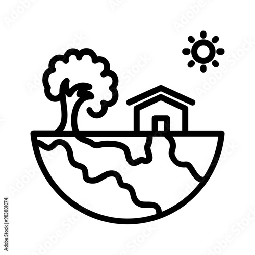 Vector black line icon for Living environment