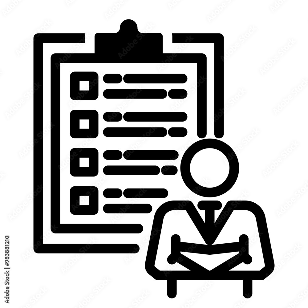clipboard with charts, person symbol clipboard with charts, person symbol