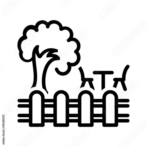 Vector black line icon for Courtyard