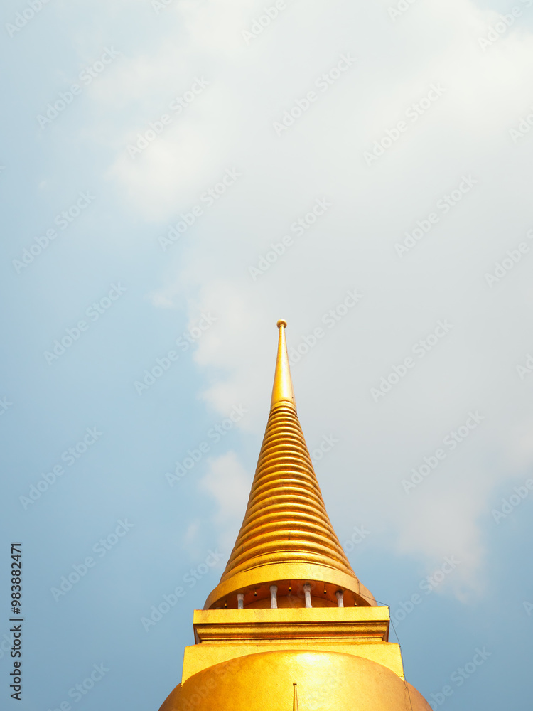 Golden Stupa Against Clear Blue Sky Golden Stupa Against Clear Blue Sky