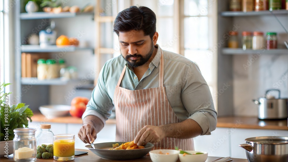 Indian Man Preparing Food in Kitchen
Indian Man Preparing Food in Kitchen