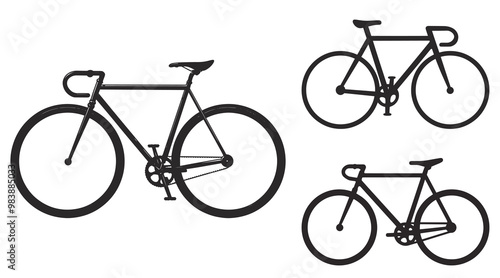 Cyclist Vector Icon Set Collection of bycycle Silhouettes