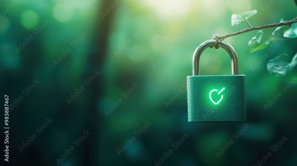 Fototapeta premium A padlock symbol with a glowing green light, signifying a secure connection.