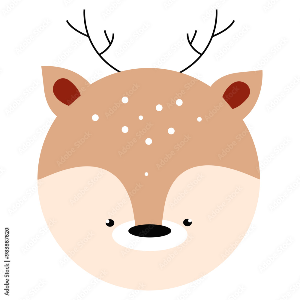 Vector funny round deer for logo and greeting card isolated on white background Vector funny round deer for logo and greeting card isolated on white background