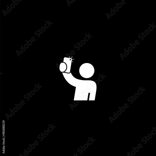  Selfie icon isolated on dark background