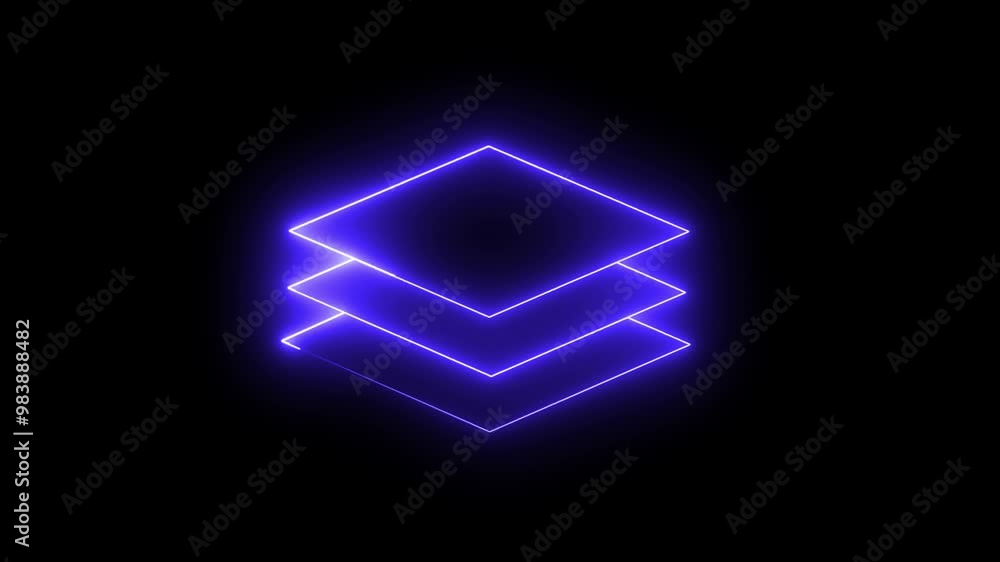 Animated neon layers blue icon. Organized elements line animation. Neon glowing Levels hierarchy. Multi-layered composition. Transition alpha video. Motion graphic Animated neon layers blue icon. Organized elements line animation. Neon glowing Levels hierarchy. Multi-layered composition. Transition alpha video. Motion graphic
