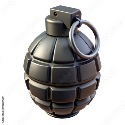 Black grenade 3d icon illustration, png