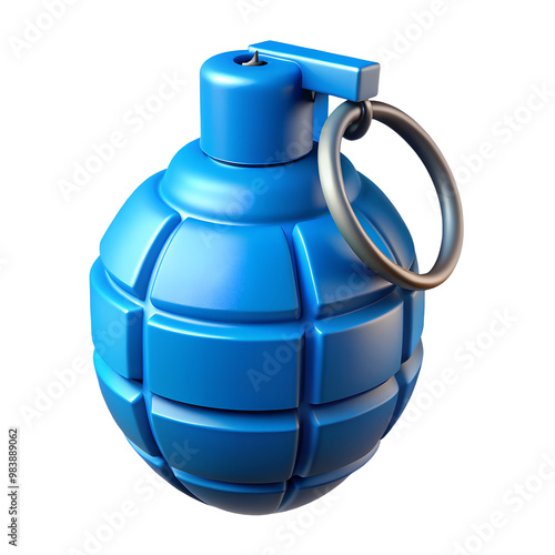 Blue grenade 3d icon illustration