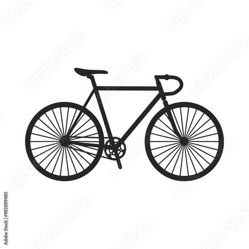 Flat Bicycle Icon A Detailed Symbol for Web Page Design, Representing City Transportation, Sport Travel, and Outdoor Cycling Activities photo