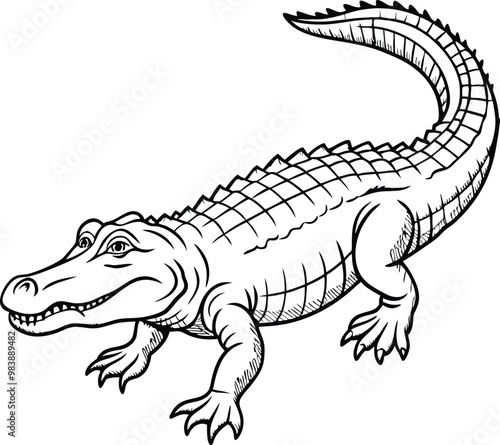 crocodile line art vector illustration silhouette, Print