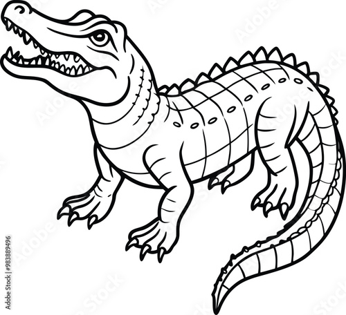 crocodile line art vector illustration silhouette, Print