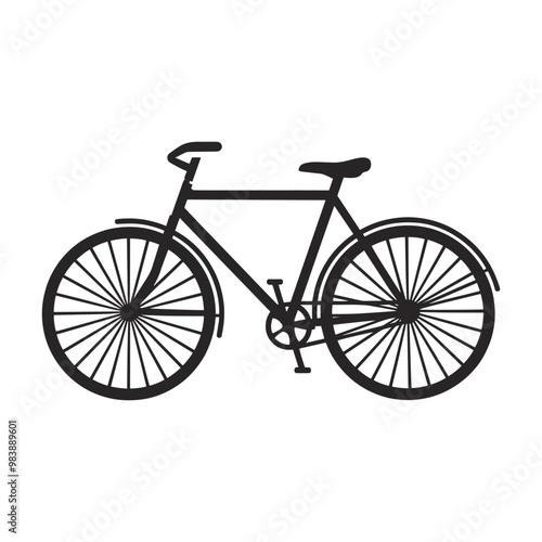 Flat Bicycle Icon A Detailed Symbol for Web Page Design, Representing City Transportation, Sport Travel, and Outdoor Cycling Activities photo