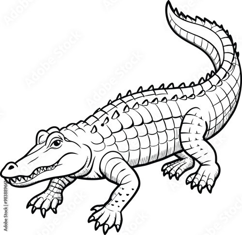 crocodile line art vector illustration silhouette, Print