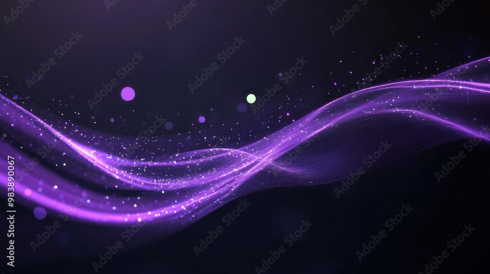 Fototapeta premium Abstract Purple Wave with Glimmering Particles