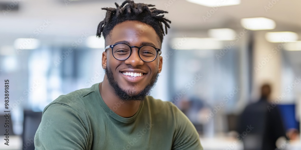 Confident Professional Man Working in a Modern Office Environment Confident Professional Man Working in a Modern Office Environment