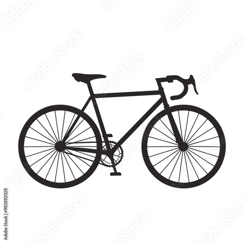 Flat Bicycle Icon A Detailed Symbol for Web Page Design, Representing City Transportation, Sport Travel, and Outdoor Cycling Activities photo