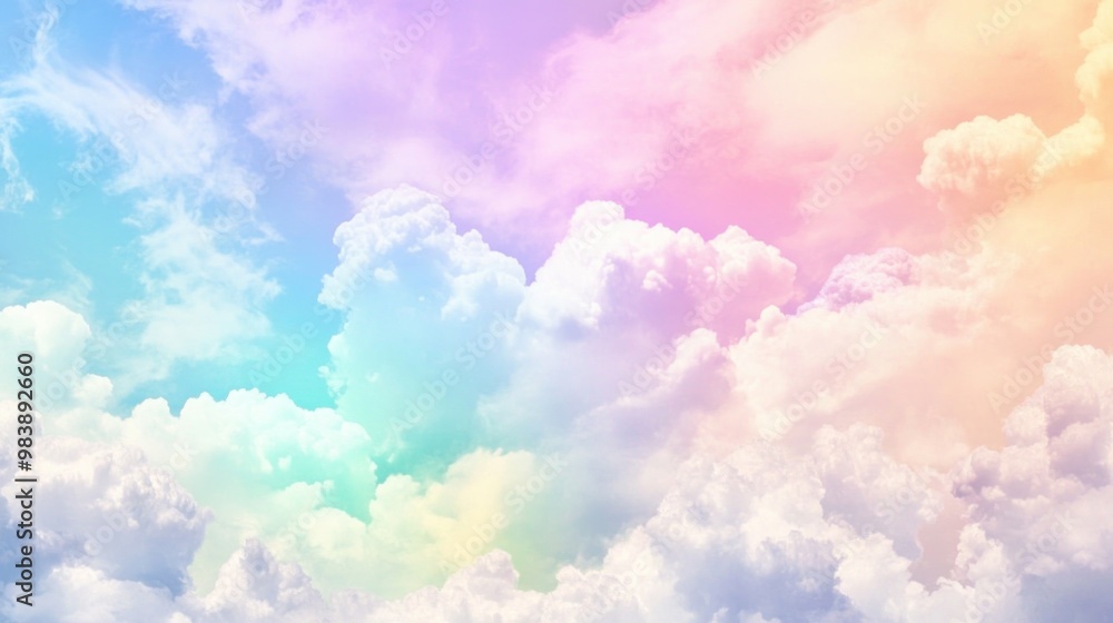 Dreamy Pastel Sky with Fluffy Clouds Dreamy Pastel Sky with Fluffy Clouds