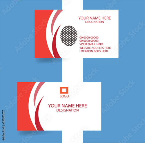 Business card Template White Orange Red Standard