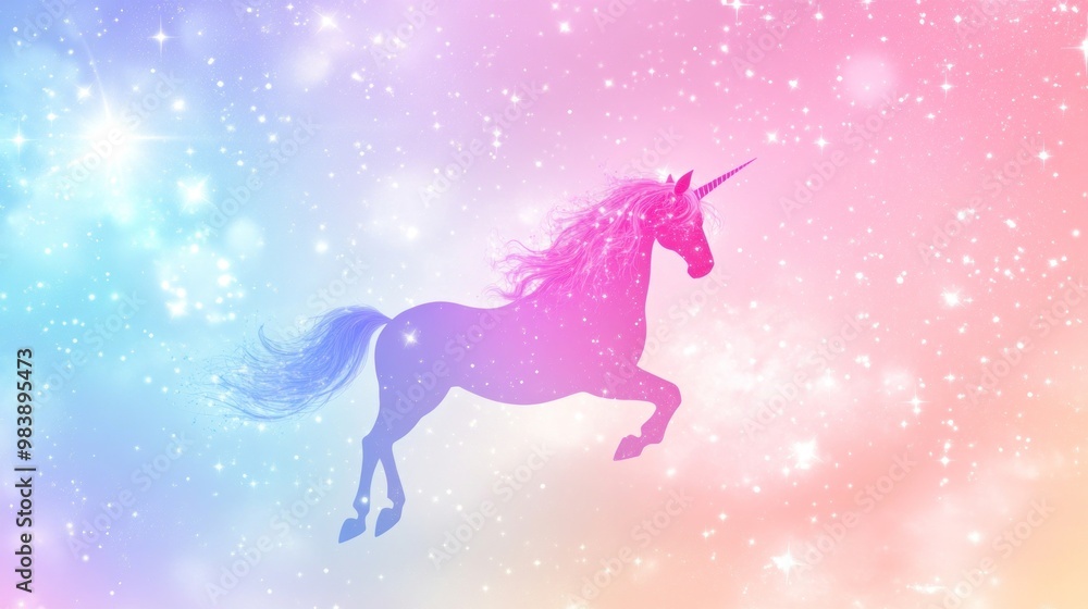 Unicorn Silhouetted Against a Starry Sky Unicorn Silhouetted Against a Starry Sky