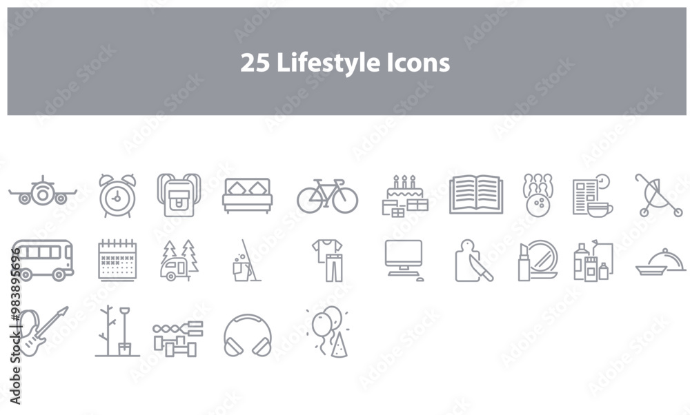 Collection of 25 Minimalist Lifestyle Icons Collection of 25 Minimalist Lifestyle Icons