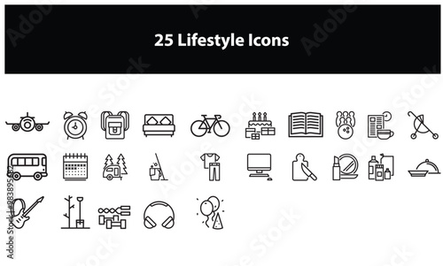 Collection of 25 Minimalist Lifestyle Icons
