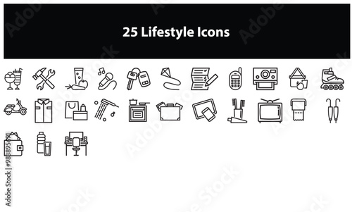 Collection of 25 Minimalist Lifestyle Icons