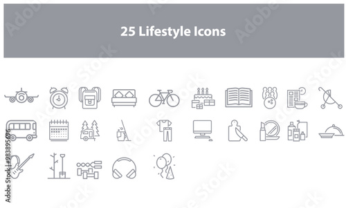 Collection of 25 Minimalist Lifestyle Icons