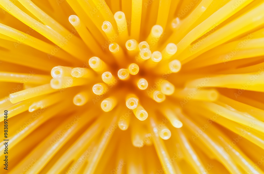 Close-up of spaghetti is arranged in an octagonal pattern Close-up of spaghetti is arranged in an octagonal pattern