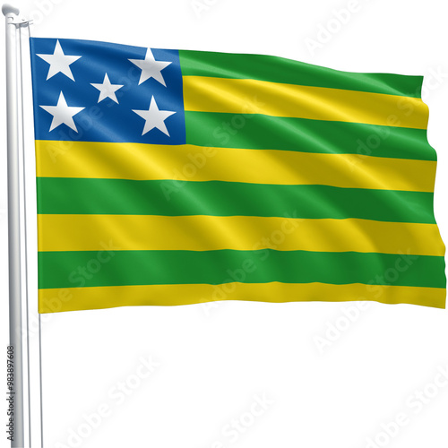 State of Goiás flag (Brazil) - Bandeira do Estado do Goiás - (Brasil) em 3D - PNG fundo transparente