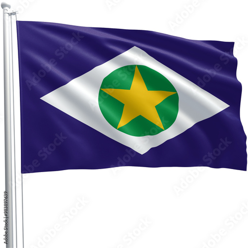 State of Mato Grosso flag (Brazil) - Bandeira do Estado do Mato Grosso - (Brasil) em 3D - PNG fundo transparente