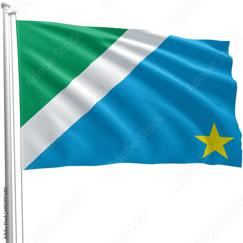 State of Mato Grosso do Sul flag (Brazil) - Bandeira do Estado do Mato Grosso do Sul - (Brasil) em 3D - PNG fundo transparente