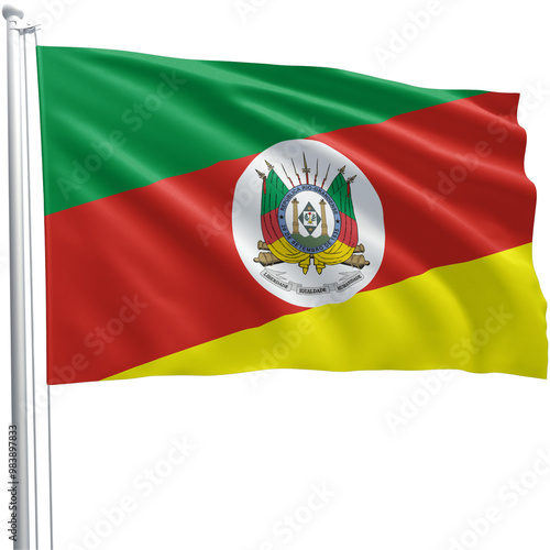 State of Rio Grande do Sul flag (Brazil) - Bandeira do Estado do Rio Grande do Sul - (Brasil) em 3D - PNG fundo transparente
