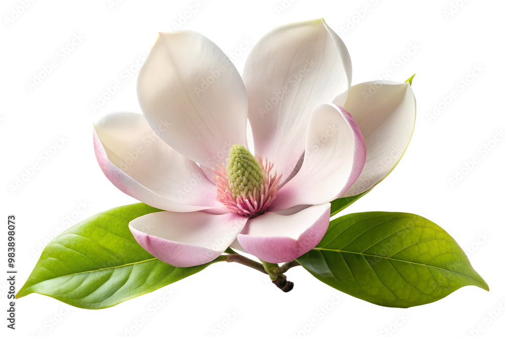 Obraz premium Pink and white magnolia blossom isolated on transparent background
