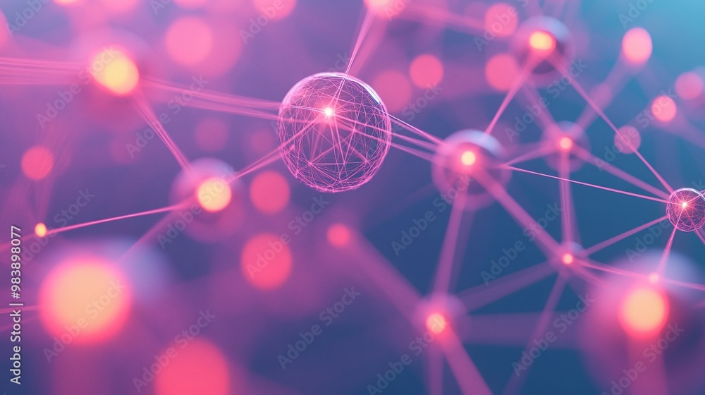 A vibrant abstract representation of interconnected nodes, symbolizing data, technology, and communication in a digital world.