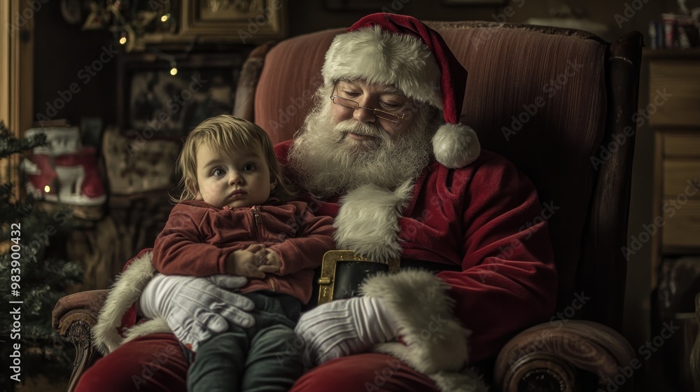 Obraz premium Santa Claus with a Little Girl on his Lap