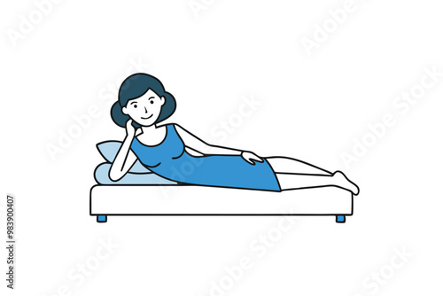 Peaceful Female Resting Vector illustration..