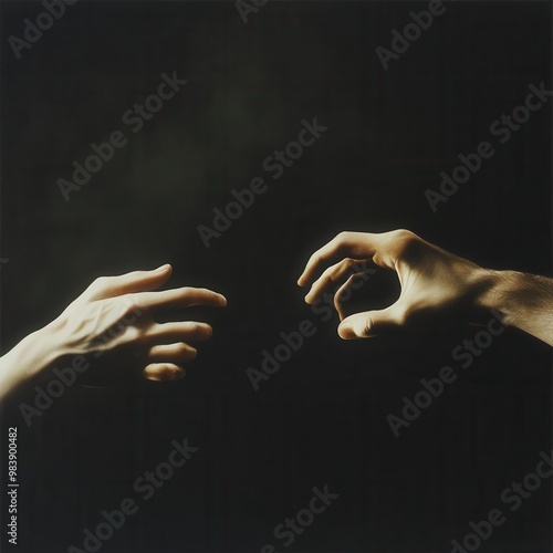 Two hands parting ways in slow motion, fingers slipping away from one another, [separation], [grief of loss].