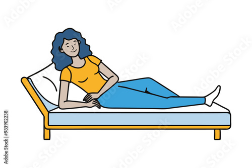 Peaceful Female Resting Vector illustration..