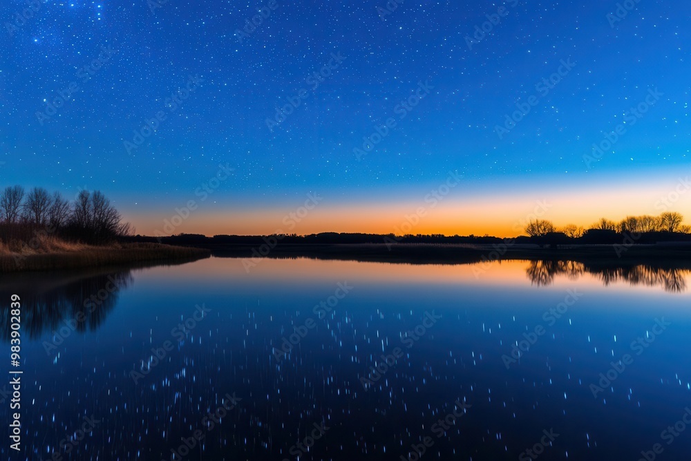 A calm lake reflecting a sky full of stars, symbolizing peace of mind and emotional serenity through therapy, mental stillness, symbolic clarity A calm lake reflecting a sky full of stars, symbolizing peace of mind and emotional serenity through therapy, mental stillness, symbolic clarity