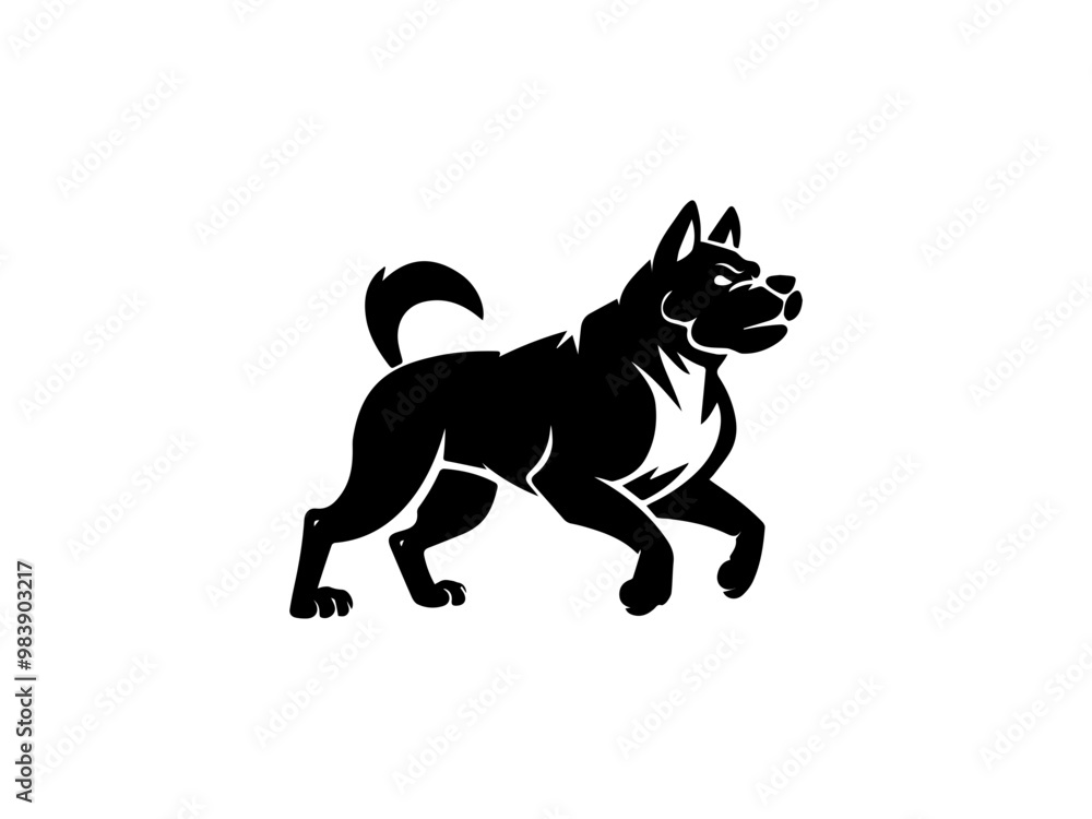 Obraz premium Dog Silhouette clip art line art vector black color silhouette and white background.