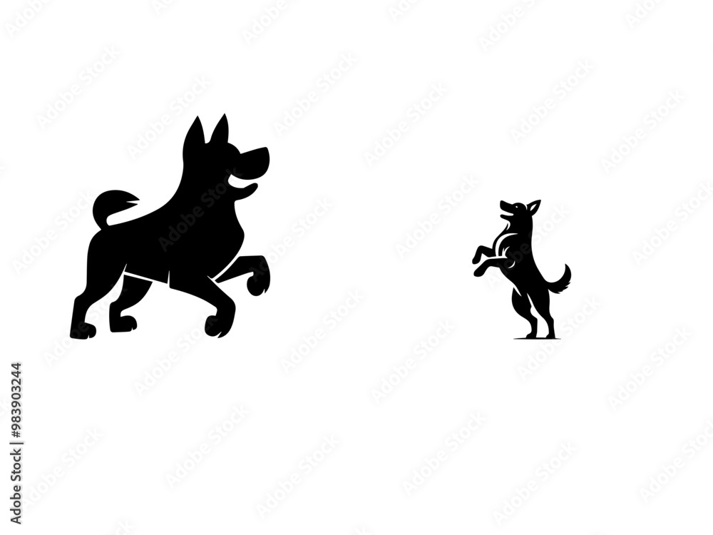 Fototapeta premium Dog Silhouette clip art line art vector black color silhouette and white background.