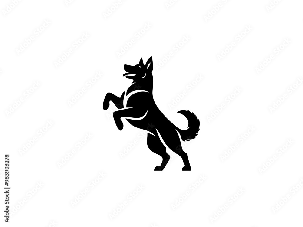 Fototapeta premium Dog Silhouette clip art line art vector black color silhouette and white background.
