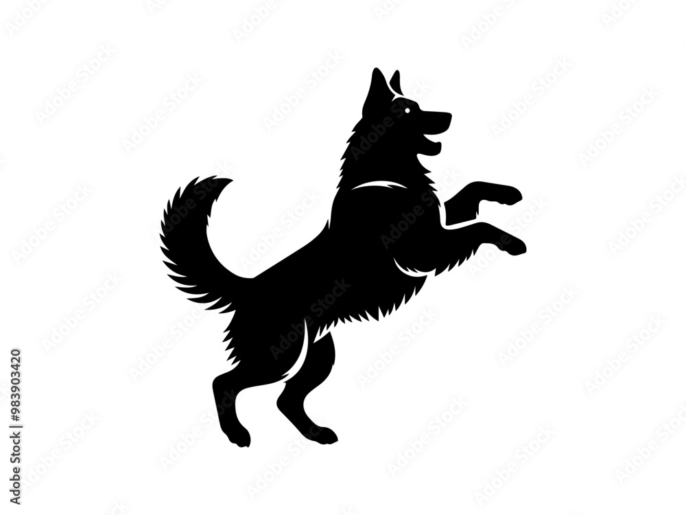 Fototapeta premium Dog Silhouette clip art line art vector black color silhouette and white background.